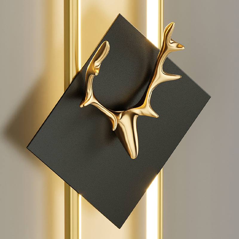 Metal Oval Wall Light Nordic Style LED Wall Sconce with Antlers for Living Room