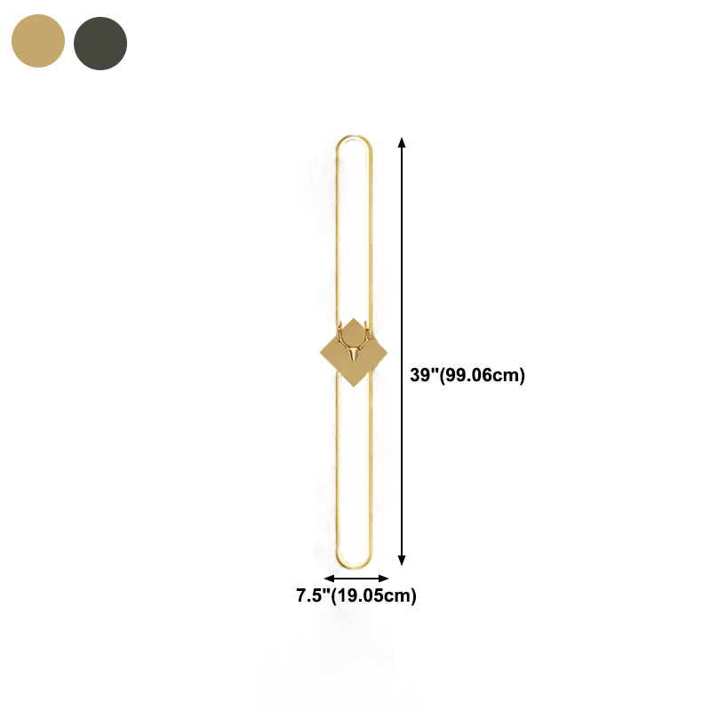 Metal Oval Wall Light Nordic Style LED Wall Sconce with Antlers for Living Room