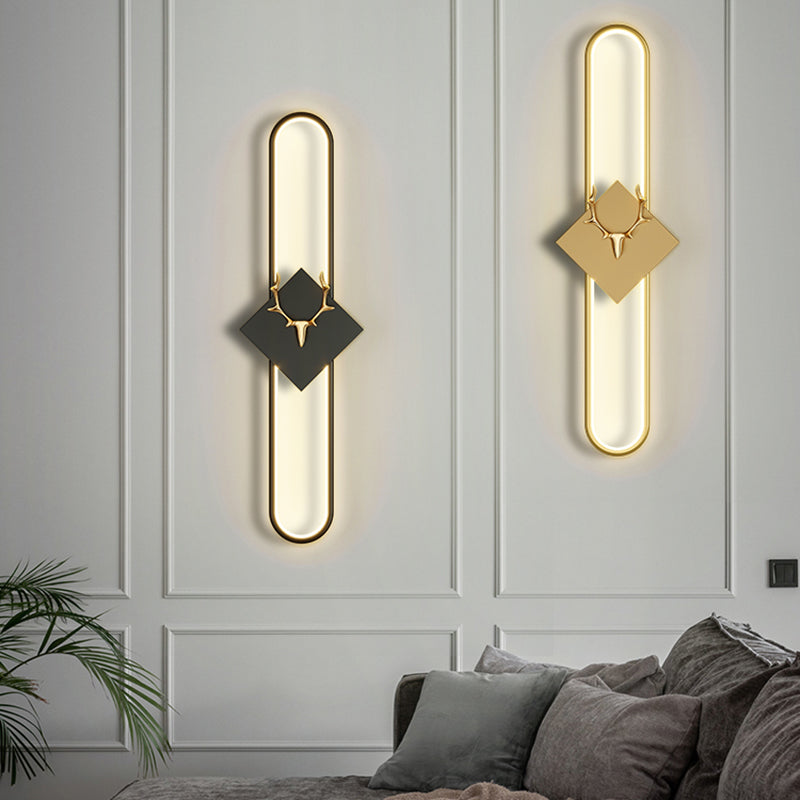 Oval Shape Metal Wall Light Modern Style 1 Light Wall Lighting Idea