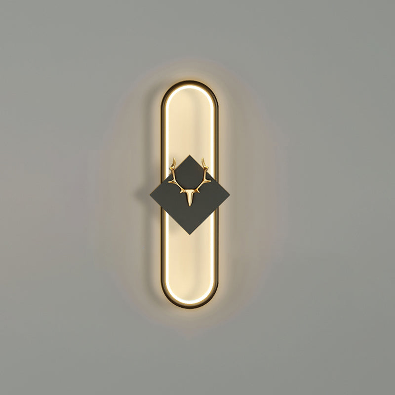 Oval Shape Metal Wall Light Modern Style 1 Light Wall Lighting Idea
