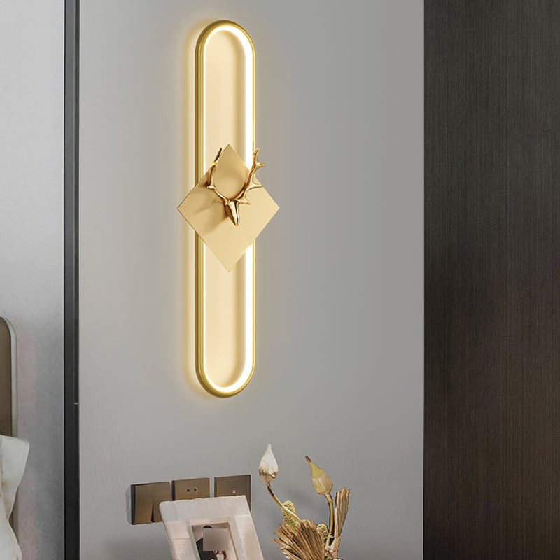 Oval Shape Metal Wall Light Modern Style 1 Light Wall Lighting Idea