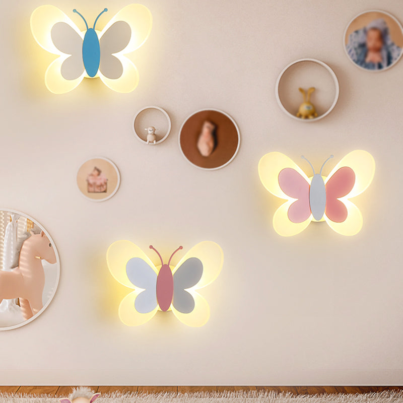 Modern Style Butterfly Shape Wall Sconce Metal 1 Light Wall Light for Bedroom