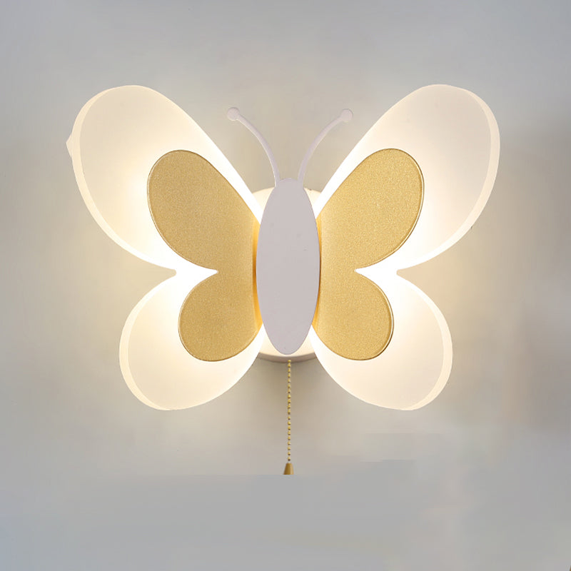 Modern Style Butterfly Shape Wall Sconce Metal 1 Light Wall Light for Bedroom