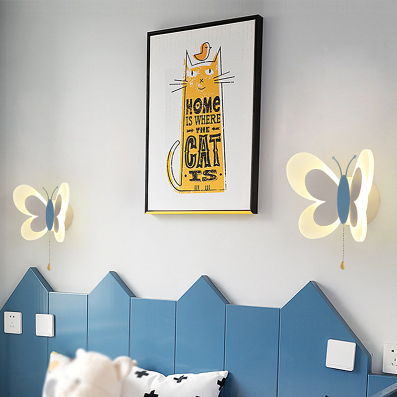 Modern Style Butterfly Shape Wall Sconce Metal 1 Light Wall Light for Bedroom