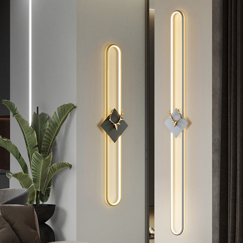 Aluminum Linear Wall Light Nordic Style LED Wall Sconce with Antlers for Living Room