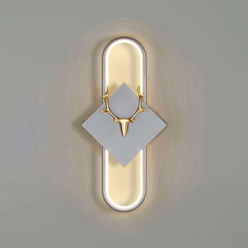 Aluminum Linear Wall Light Nordic Style LED Wall Sconce with Antlers for Living Room