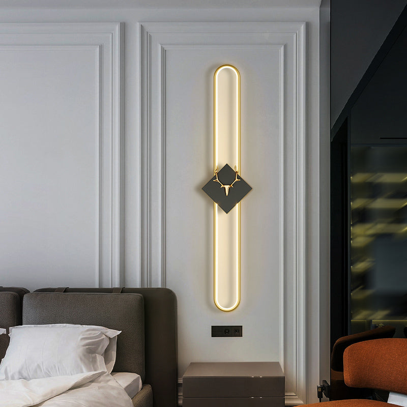 Aluminum Linear Wall Light Nordic Style LED Wall Sconce with Antlers for Living Room