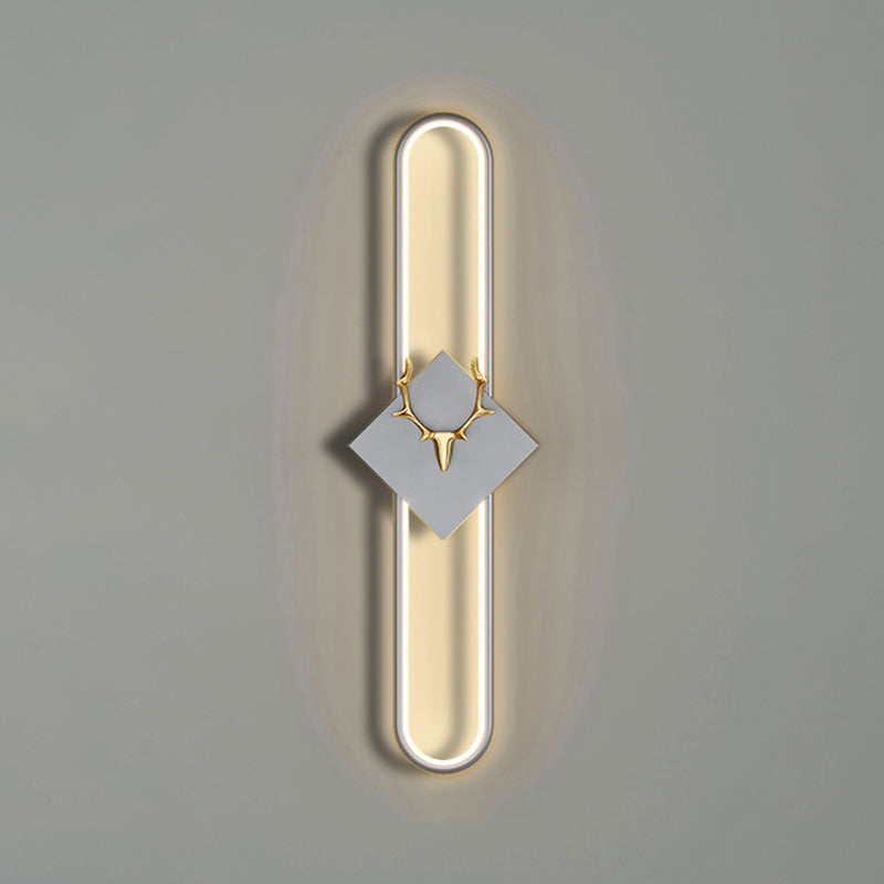 Aluminum Linear Wall Light Nordic Style LED Wall Sconce with Antlers for Living Room