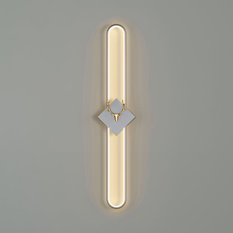 Aluminum Linear Wall Light Nordic Style LED Wall Sconce with Antlers for Living Room