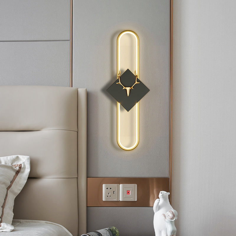 Aluminum Linear Wall Light Nordic Style LED Wall Sconce with Antlers for Living Room