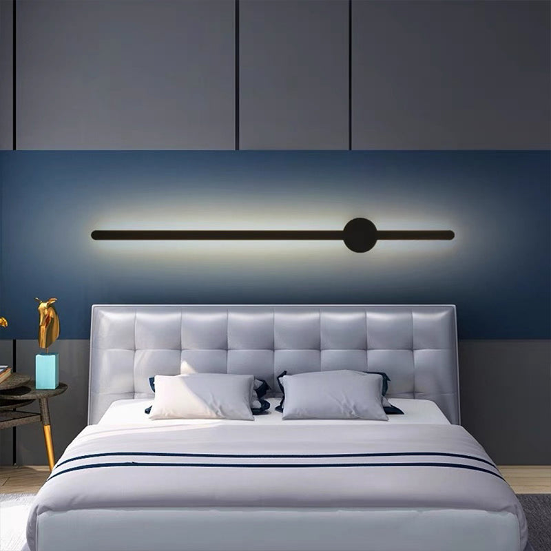 Metal Linear Shape Wall Mount Lighting Modern 1-Light Wall Mount Light Fixture in Black