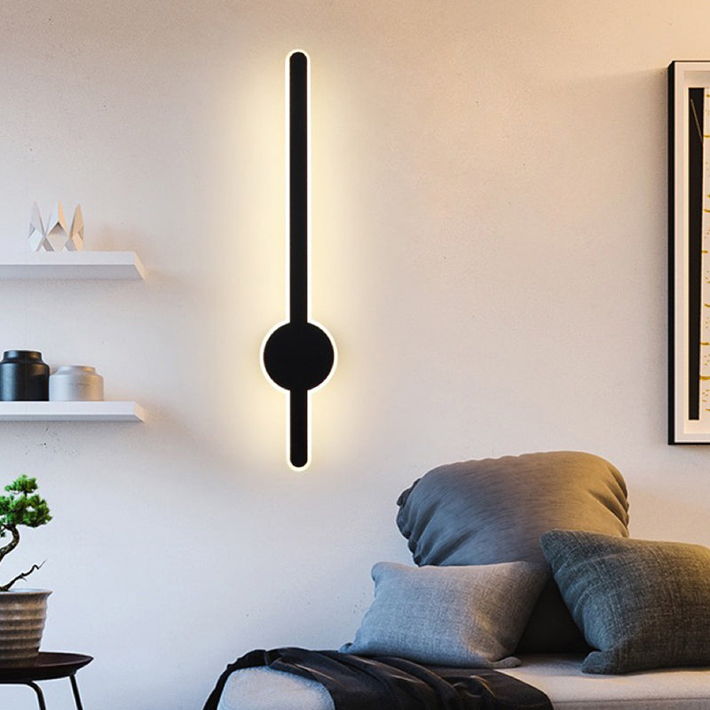 Metal Linear Shape Wall Mount Lighting Modern 1-Light Wall Mount Light Fixture in Black
