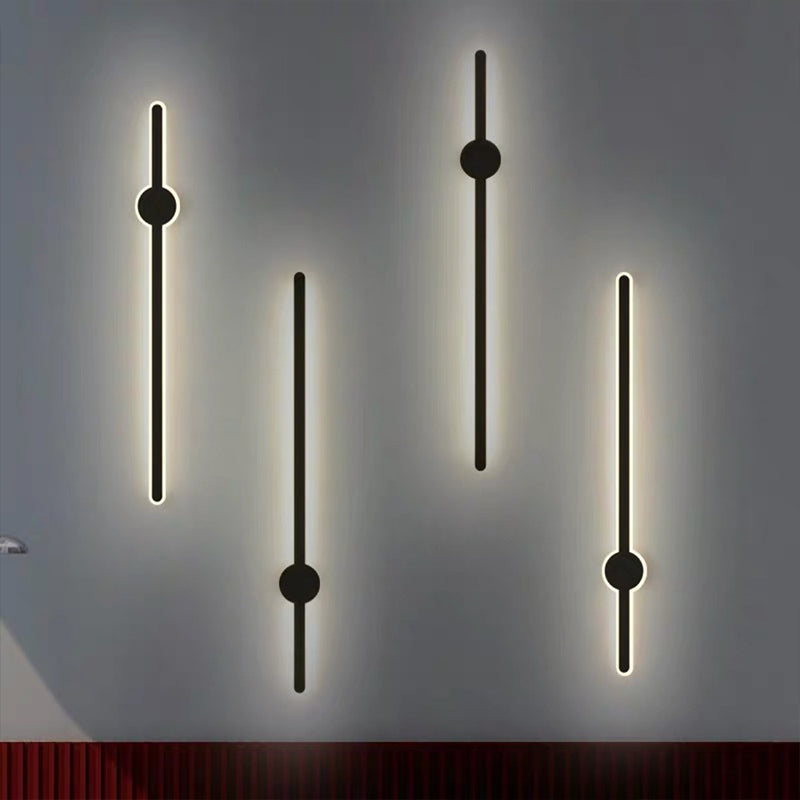 Metal Linear Shape Wall Mount Lighting Modern 1-Light Wall Mount Light Fixture in Black