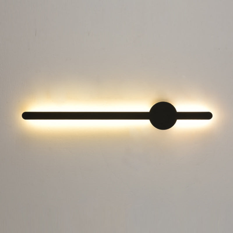 Metal Linear Shape Wall Mount Lighting Modern 1-Light Wall Mount Light Fixture in Black