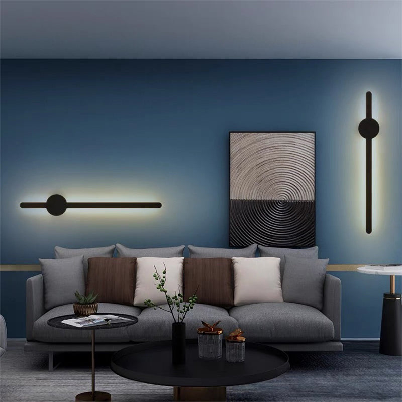 Metal Linear Shape Wall Mount Lighting Modern 1-Light Wall Mount Light Fixture in Black