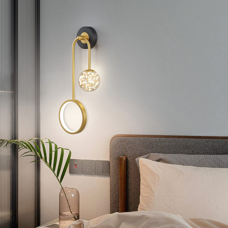 Contemporary Style Metal Wall Light Geometric LED Wall Sconce for Bedroom