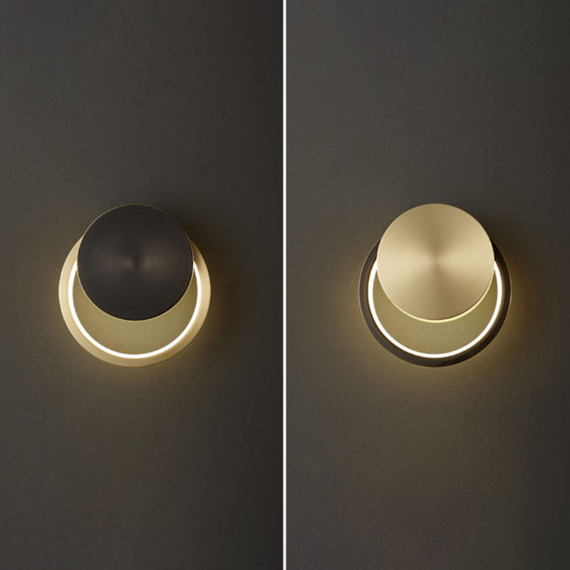 Metal Round Shape Wall Mount Lighting Modern Style 1-Light Wall Mounted Light Fixture