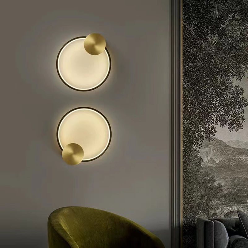 Metal Round Shape Wall Mount Lighting Modern Style 1-Light Wall Mounted Light Fixture