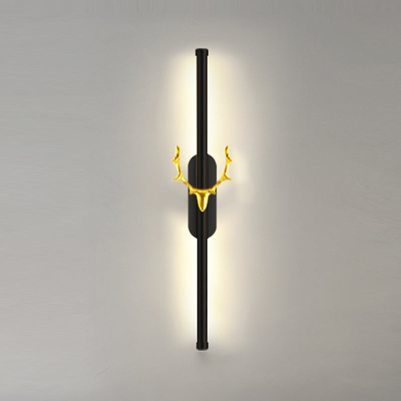 Minimalist Aluminum Wall Light Black Straight LED Wall Sconce for Living Room