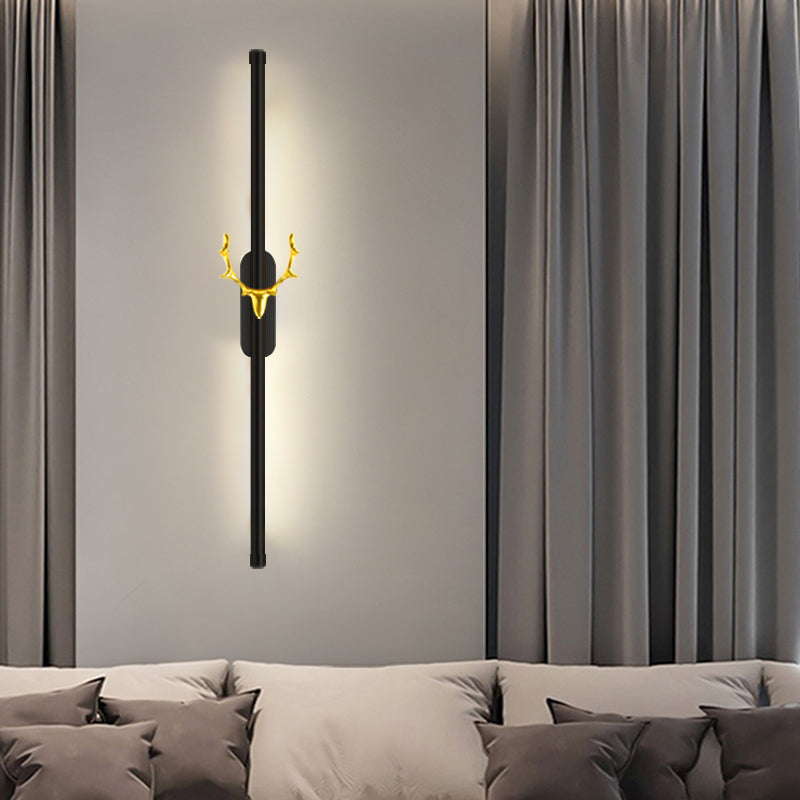 Minimalist Aluminum Wall Light Black Straight LED Wall Sconce for Living Room