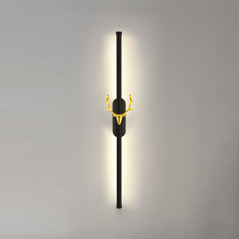 Minimalist Aluminum Wall Light Black Straight LED Wall Sconce for Living Room