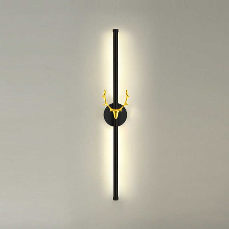 Minimalist Aluminum Wall Light Black Straight LED Wall Sconce for Living Room