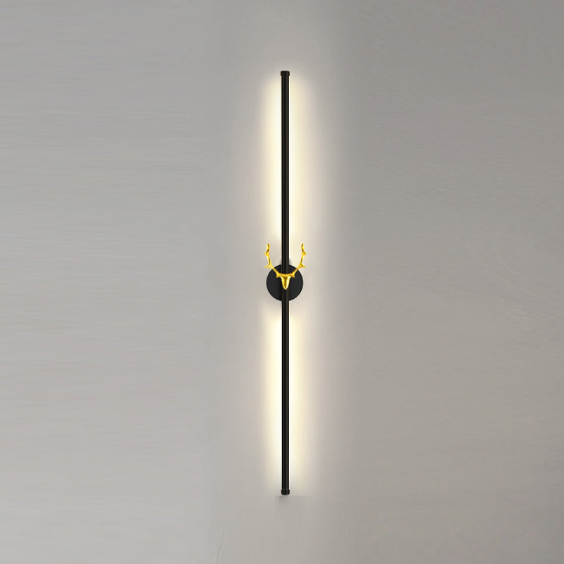 Minimalist Aluminum Wall Light Black Straight LED Wall Sconce for Living Room