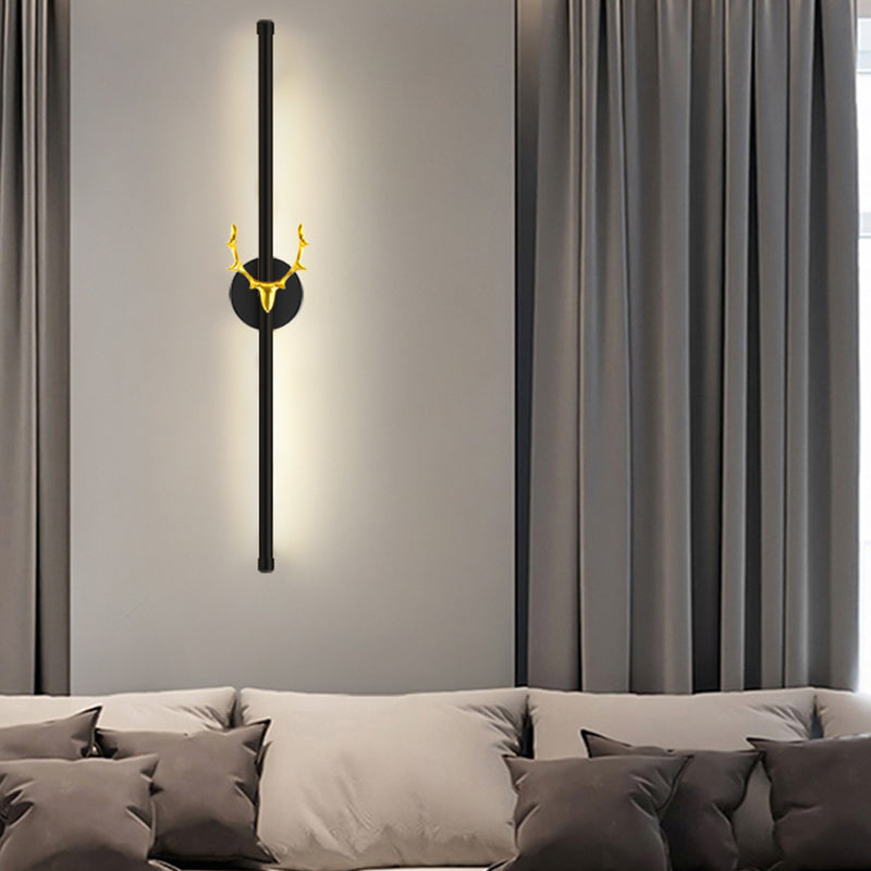 Minimalist Aluminum Wall Light Black Straight LED Wall Sconce for Living Room