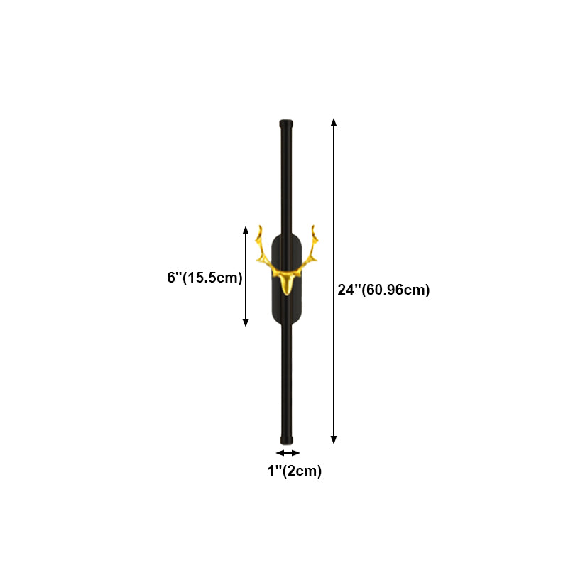 Minimalist Aluminum Wall Light Black Straight LED Wall Sconce for Living Room