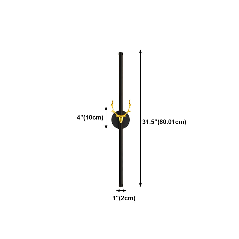 Minimalist Aluminum Wall Light Black Straight LED Wall Sconce for Living Room