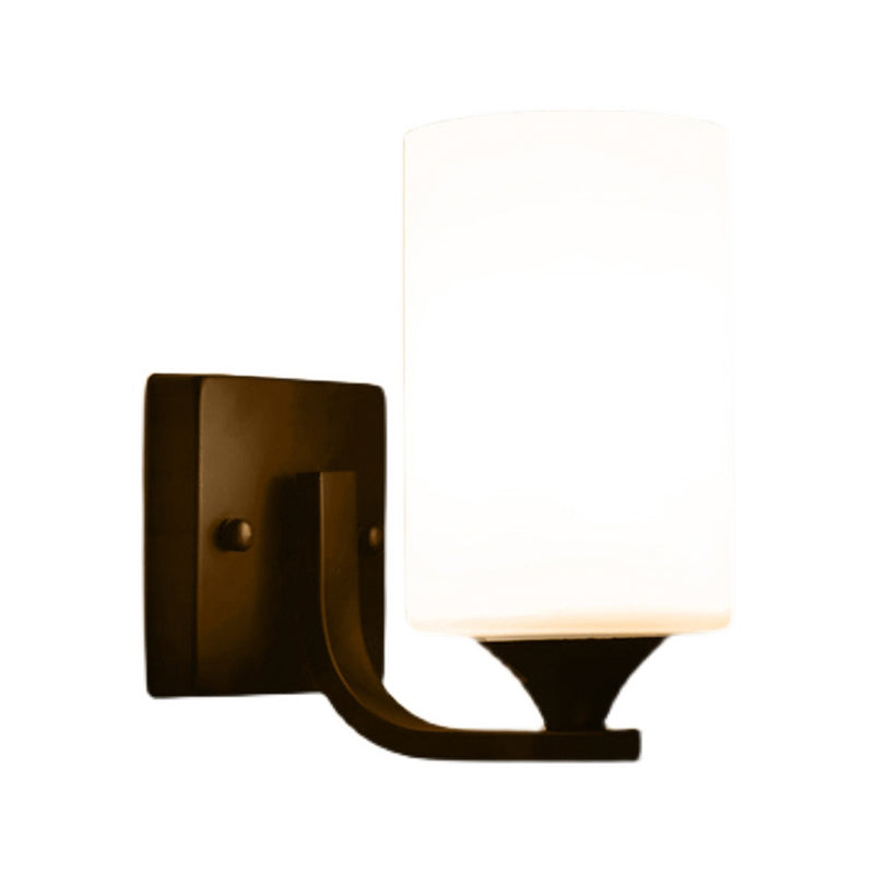 Metal Cylinder Shape Wall Light Nordic Style Wall Sconce with Glass for Living Room