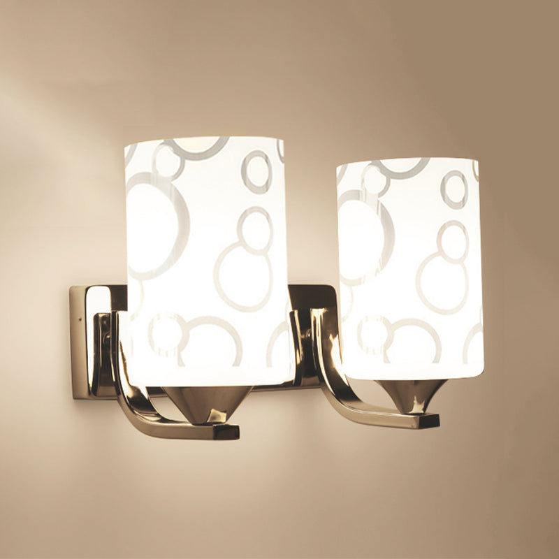 Metal Cylinder Shape Wall Light Nordic Style Wall Sconce with Glass for Living Room