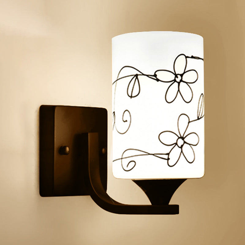 Metal Cylinder Shape Wall Light Nordic Style Wall Sconce with Glass for Living Room