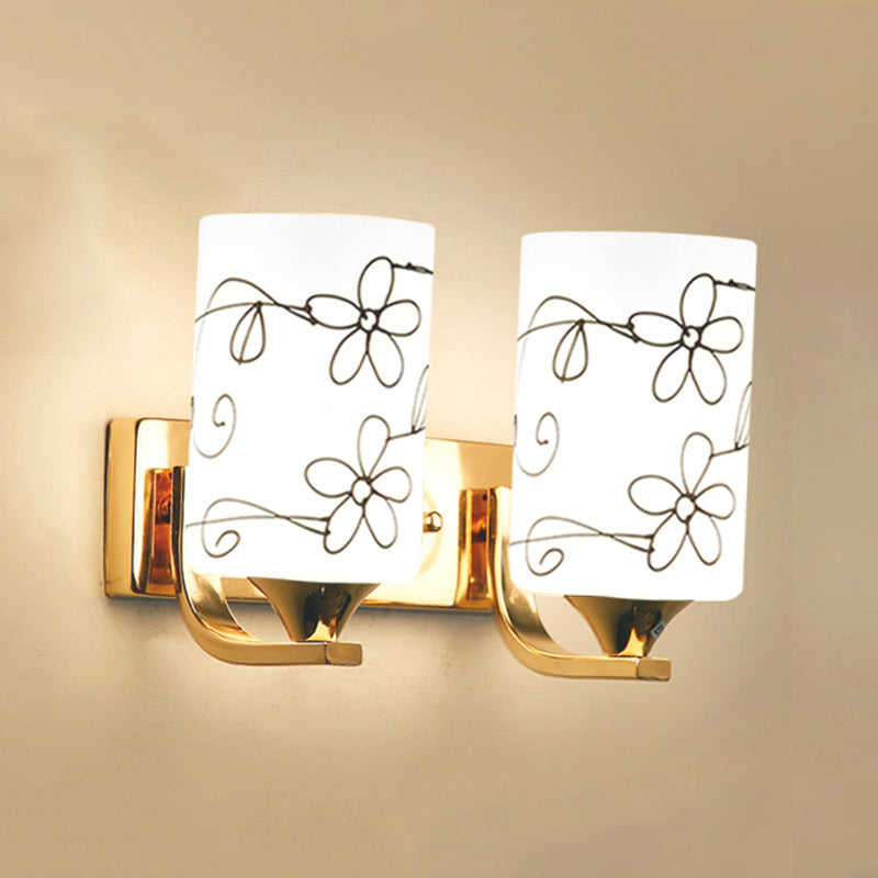 Metal Cylinder Shape Wall Light Nordic Style Wall Sconce with Glass for Living Room