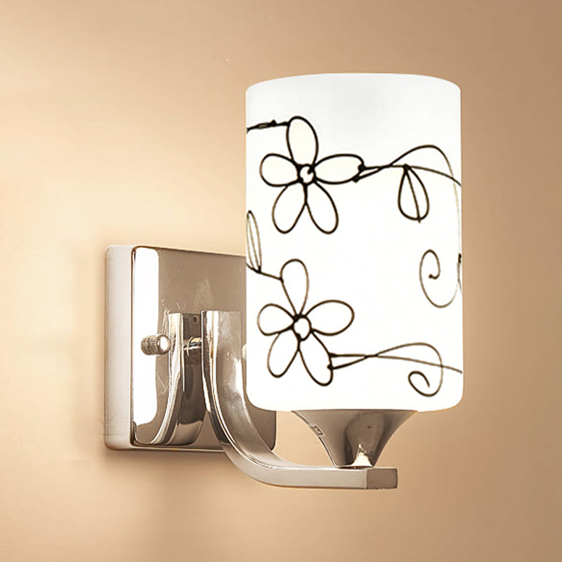 Metal Cylinder Shape Wall Light Nordic Style Wall Sconce with Glass for Living Room