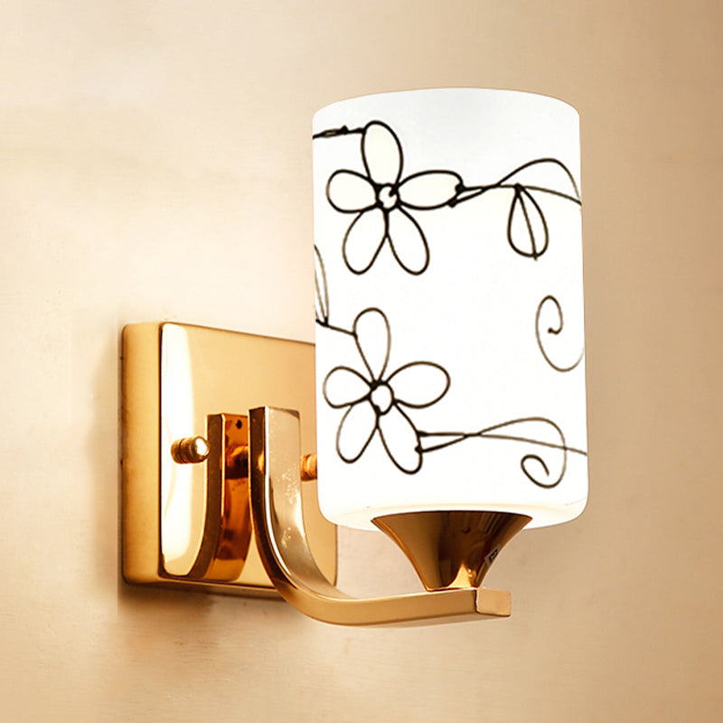 Metal Cylinder Shape Wall Light Nordic Style Wall Sconce with Glass for Living Room