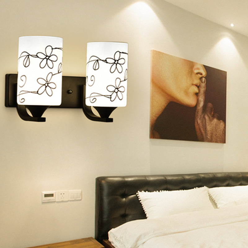 Metal Cylinder Shape Wall Light Nordic Style Wall Sconce with Glass for Living Room