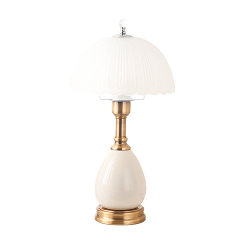 1-Light Bedroom Table Lamp Modern Style Glass Dome Shade Nightstand Light