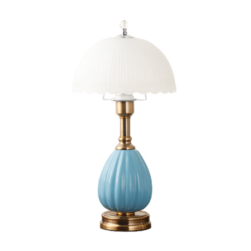 1-Light Bedroom Table Lamp Modern Style Glass Dome Shade Nightstand Light