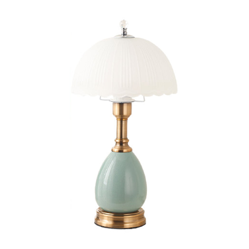 1-Light Bedroom Table Lamp Modern Style Glass Dome Shade Nightstand Light