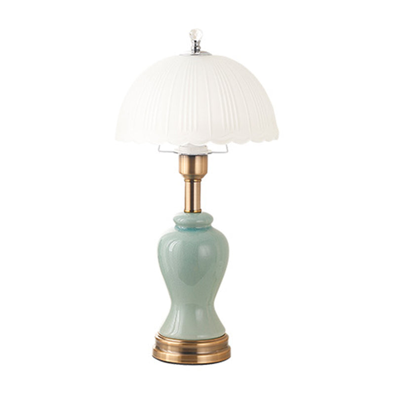 1-Light Bedroom Table Lamp Modern Style Glass Dome Shade Nightstand Light