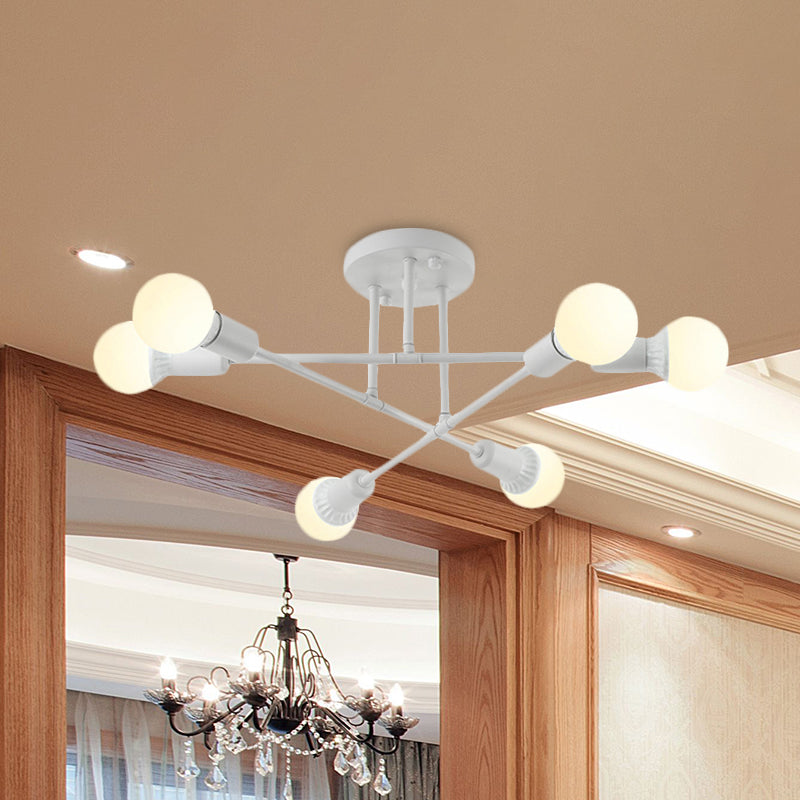 Bookstore Living Room Stacked Ceiling Light Metal Contemporary Semi Ceiling Mount Light