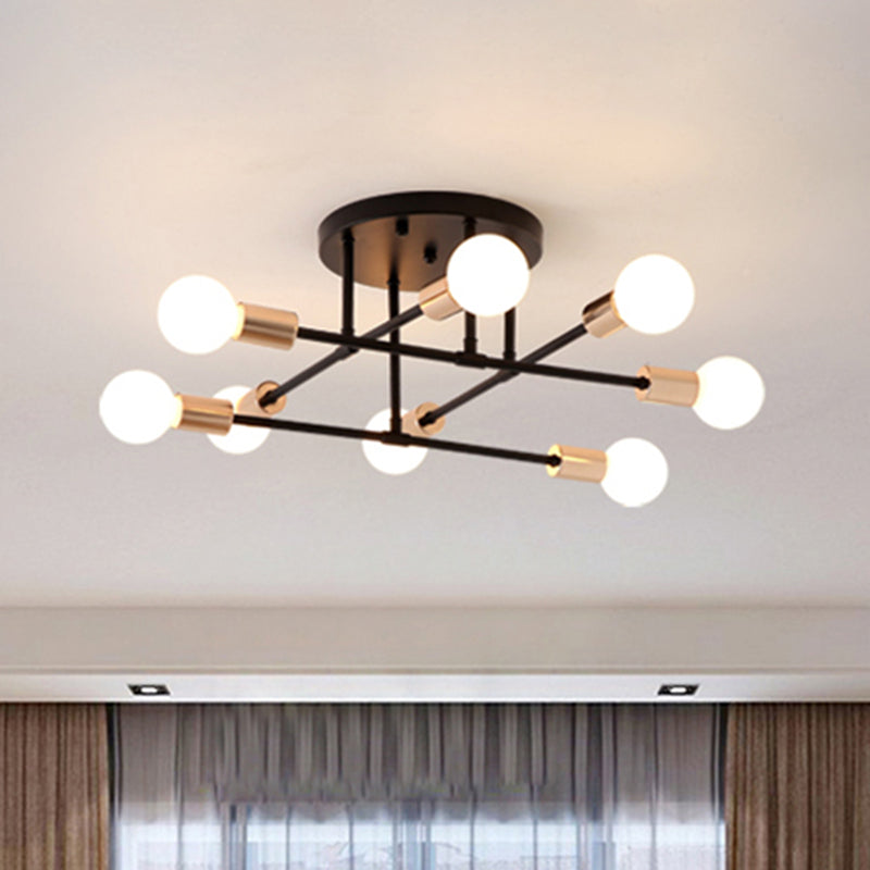 Modern Stacked Linear Ceiling Light Metal Energy Saving Semi Flushmount Light for Hotel