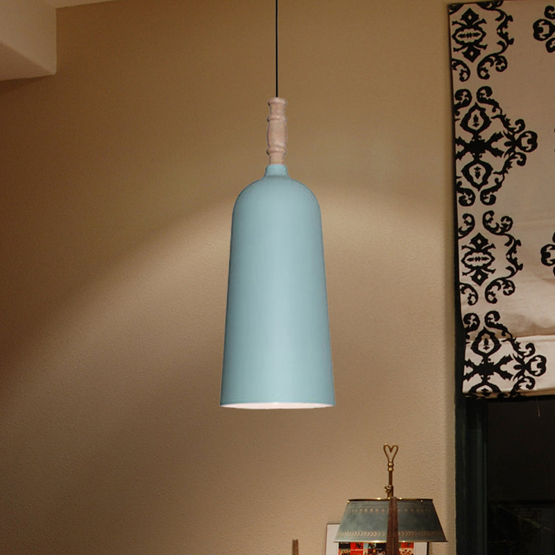 1 Luz de colgante en forma de campana de luz lámpara de colgante de metal elegante para la librería de café