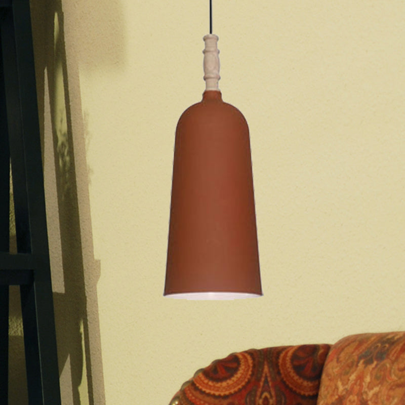 1 Luz de colgante en forma de campana de luz lámpara de colgante de metal elegante para la librería de café