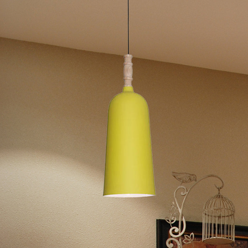 1 Luz de colgante en forma de campana de luz lámpara de colgante de metal elegante para la librería de café