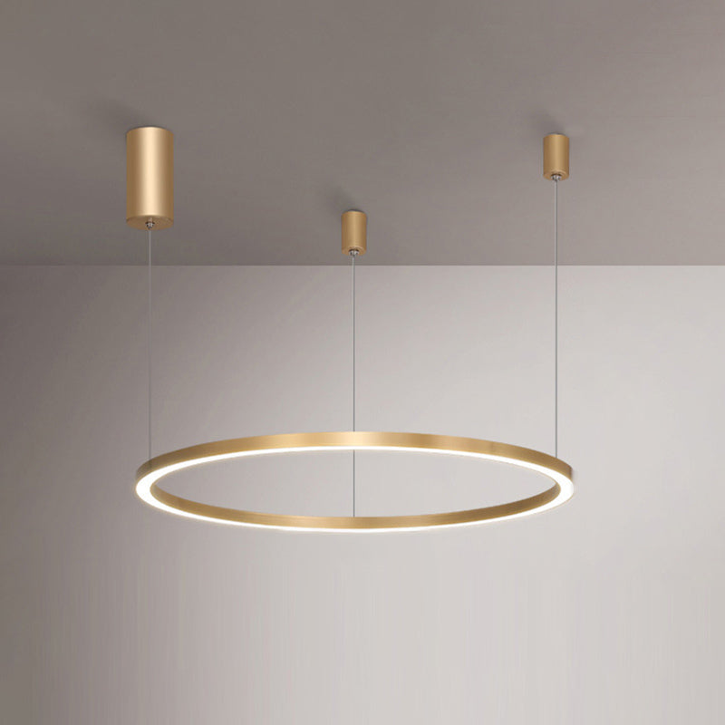 Aluminum Loop Shaped Chandelier Contemporary Gold LED Hanging Pendant Light