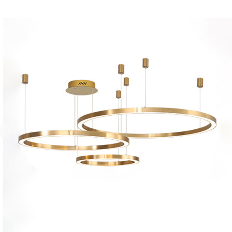 Aluminum Loop Shaped Chandelier Contemporary Gold LED Hanging Pendant Light