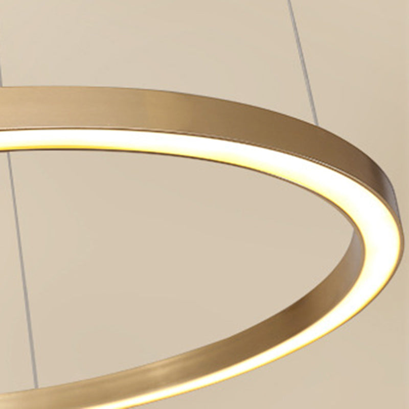 Aluminum Loop Shaped Chandelier Contemporary Gold LED Hanging Pendant Light