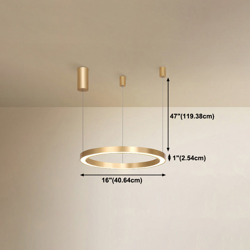 Aluminum Loop Shaped Chandelier Contemporary Gold LED Hanging Pendant Light